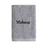 Paño de maquillaje bordado, 86% algodón/14% poliéster, tono fibra, 13x13, gris